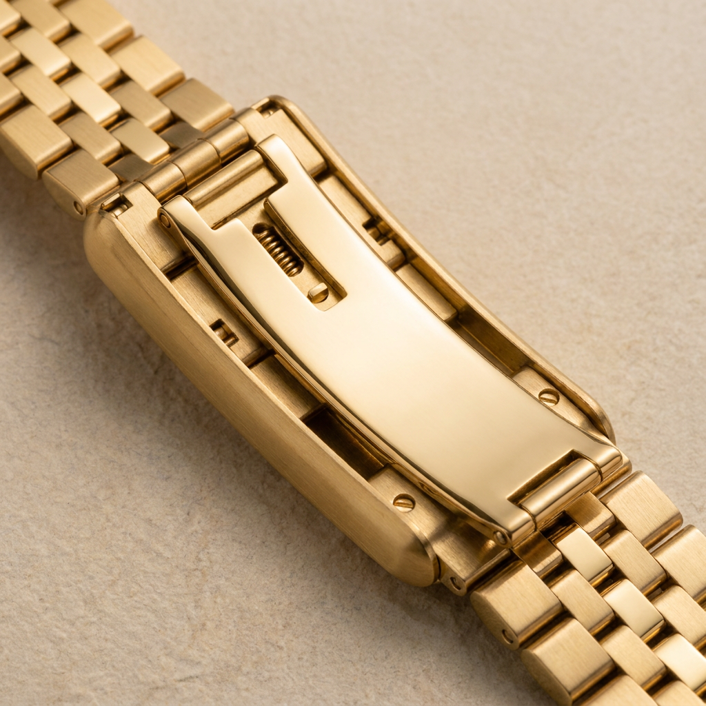 Champagne — deployant clasp with engraved SV monogram